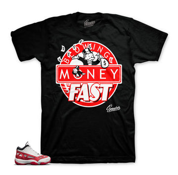 Jordan 11 fire red IE tees match | Sneaker shirts match shoes.