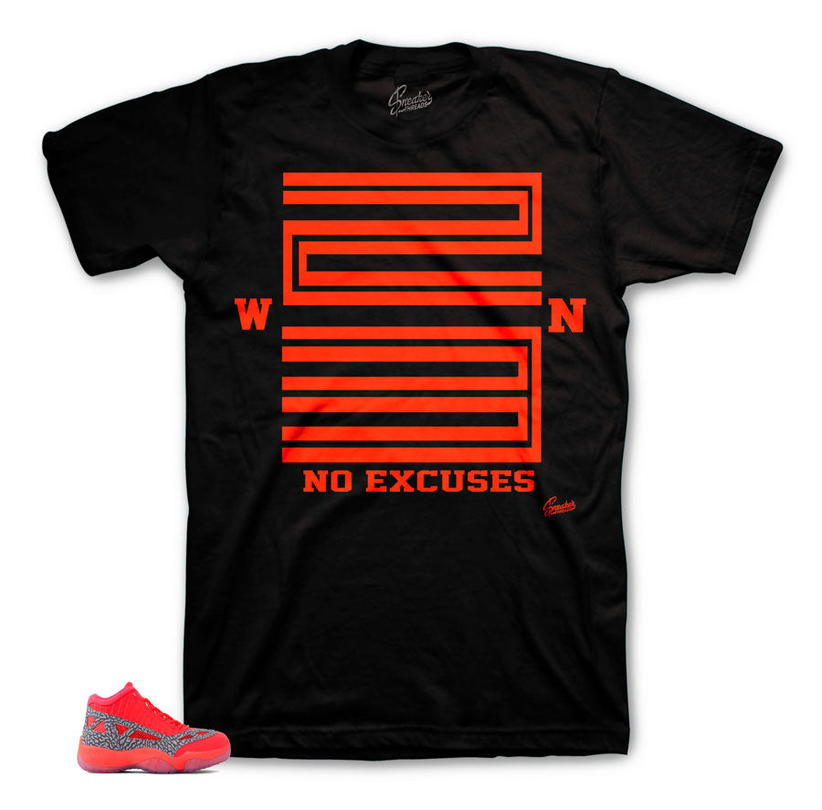 Flash crimson Jordan 11 sneaker tees match retro 11 ie shoes.