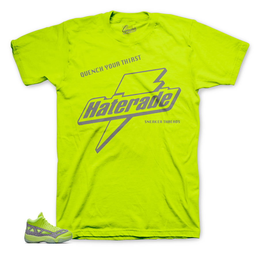 Sneaker tees to match Jordan 11 volt retro 11 ie shoes.