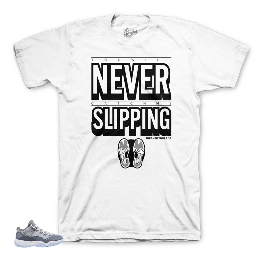The best sneaker tees match Jordan 11 cool grey low sneakers.