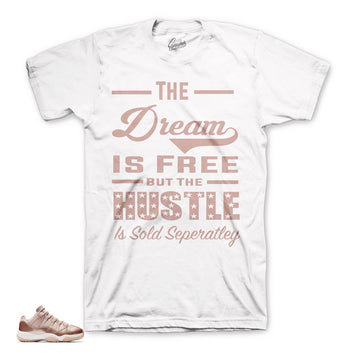 Rose gold jordan 11 sneaker tees match retro 11 shoes.