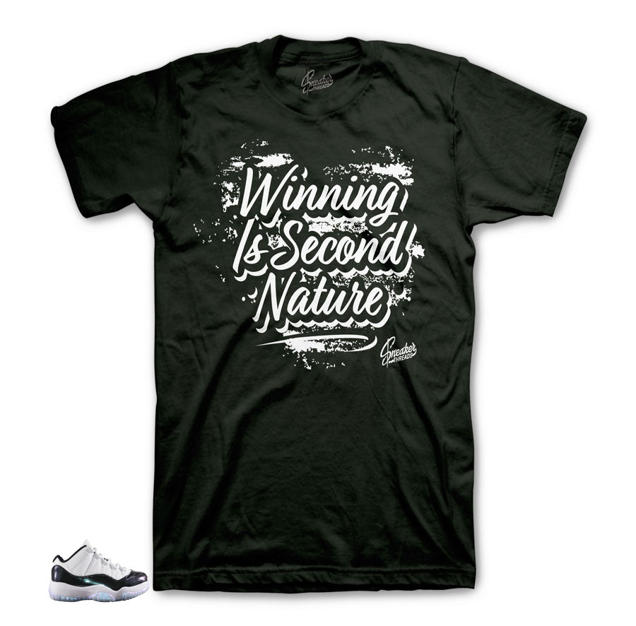 Jordan 11 emerald iridescent tees match retro 11 Easter sneaker tees.