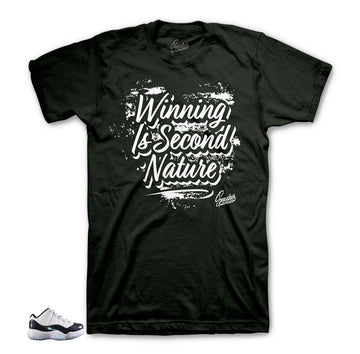 Jordan 11 emerald iridescent tees match retro 11 Easter sneaker tees.
