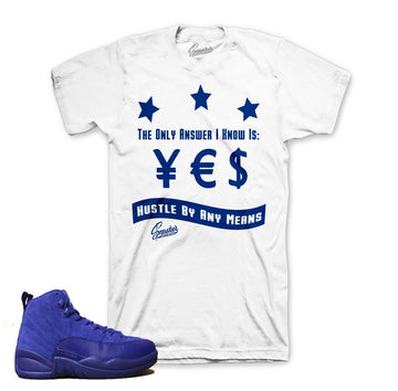 Match Jordan 12 blue suede t-shirts retro 12 royal blue.