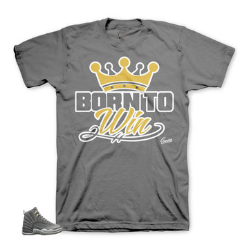 Retro 12 Dark Grey Shirt - Born To Win - Grey