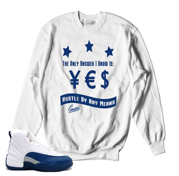 Match Jordan 12 french blue sweaters retro 12 sneaker crews.