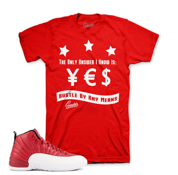 Jordan 12 gym red tees match retro 12 gym red sneaker tees.