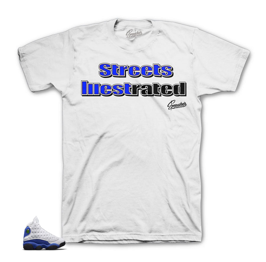 Hyper blue Jordan 13 tees match retro 13 royal shoes.