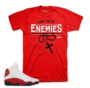 Jordan 13 Og chicago tshirts match retro 13's cherry red shirts.