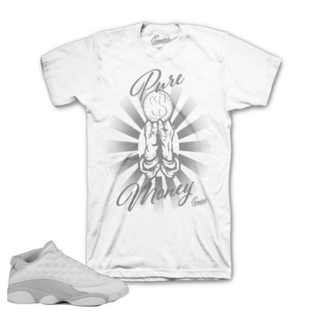 Pure money Jordan 13 shirts match retro 13's platinum.
