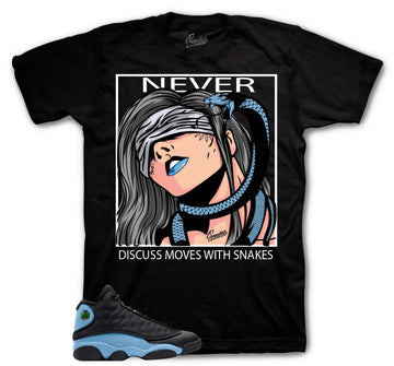 Retro 13 University Blue Shirt - Never Discuss - Black
