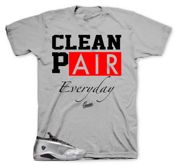 Retro 14 Metallic Silver Shirt - Clean Pair - Silver