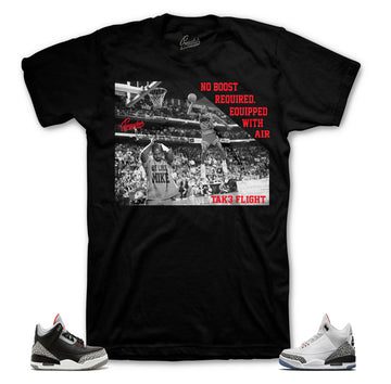 Black cament Jordan 3 Sneaker tees match retro 3 white cement shoes.