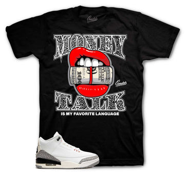 Retro 3 White Cement Reimagined Shirt - Money Talk - Black