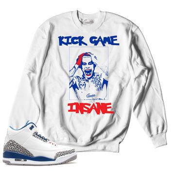 Retro 3 True Blue Sweater - Insane Kicks - White