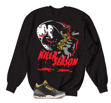 Retro 3 Cement Gold Sweater - Killa Season - Black