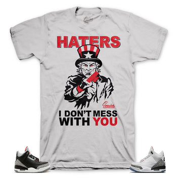 Retro 3 black cement tees match jordan 3 cement sneakers.