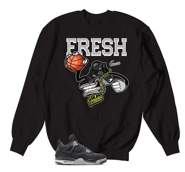 Retro 4 Black Canvas Sweater- Fly Kicks - Black