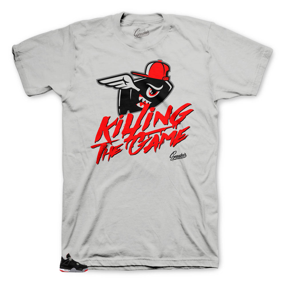 Bred jordan 4 sneaker tees match retro 4s perfectly.