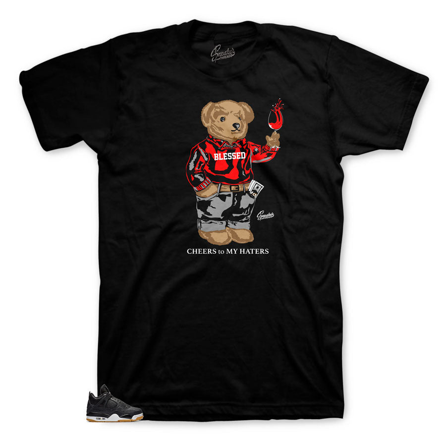 Jordan 4 Laser Black Gum sneakers matching t-shirt collection
