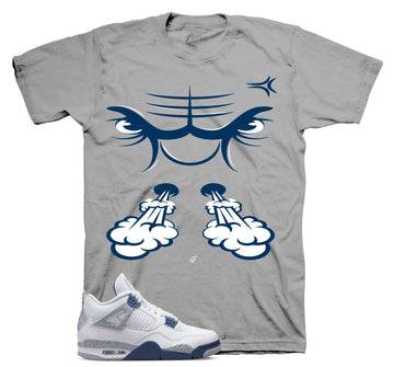 Retro 4 Midngiht Navy Shirt - Raging Face - Grey