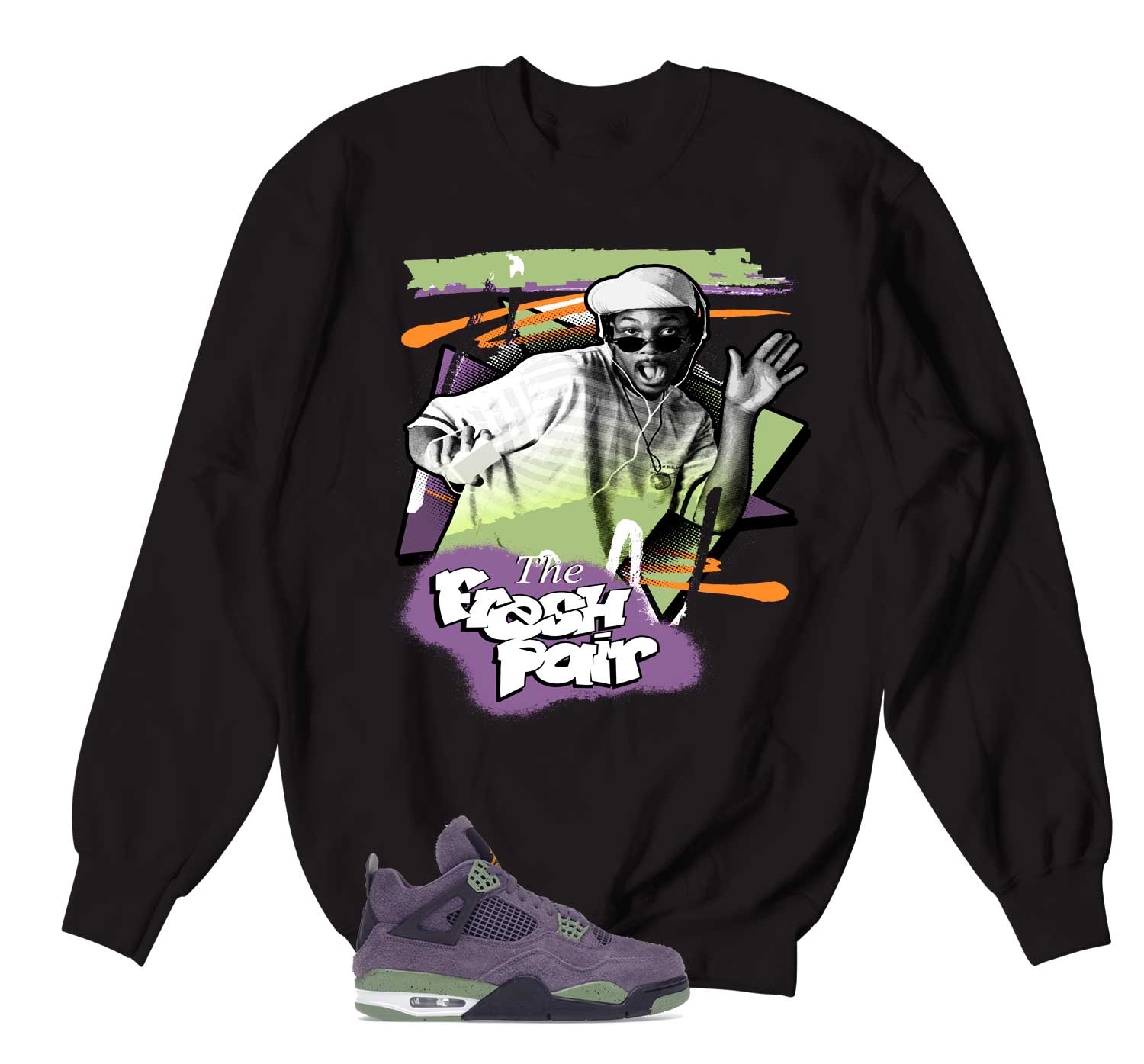Retro 4 Canyon Purple Sweater - Fresh Pair - Black
