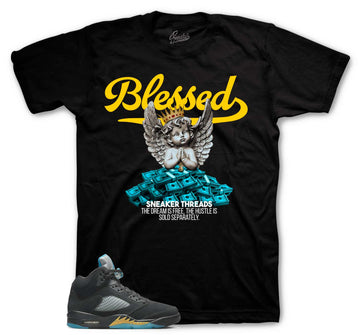 Retro 5 Aqua Shirt - Blessed Angel - Black