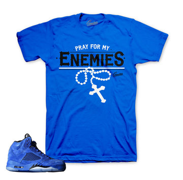 Jordan 5 blue suede tee match retro 5's ice blue shirts.