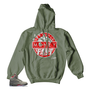 Retro 5 Camo Hoody - Blowing Money Fast - Olive