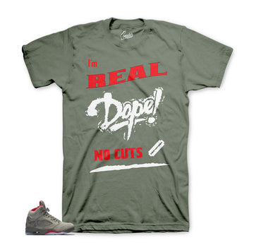 Dark stucco Jordan 5 shirts match | Camo Jordan 5 tees.