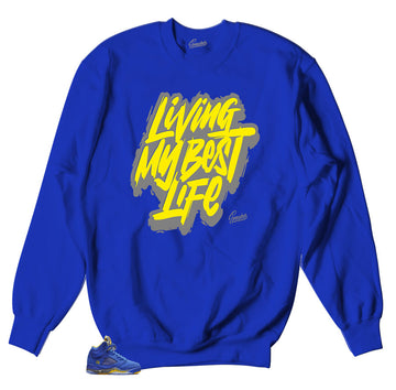 Reverse Laney Retro Jordan 5 sneakers match crewneck sweater