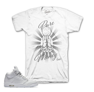 Pure platinum Jordan 5 tee match retro premium shoes.