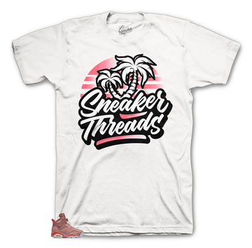 Sneaker threads to match Jordan 6 millennial pink shoes.