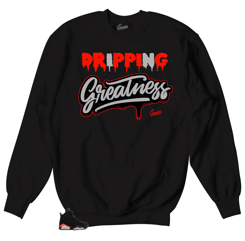 Retro Infrared Jordan 6 sneakers match crewneck sweater designed to match retro Jordan 6 infrared sneakers