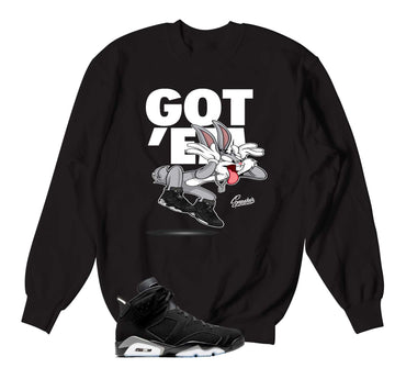 Retro 6 Metallic Silver Sweater - Got Em - Black