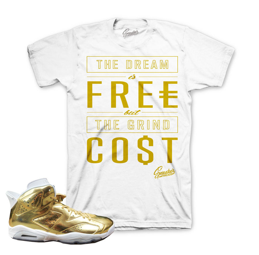 Jordan 6 pinnacle gold tee match retro 6 sneaker shirts.