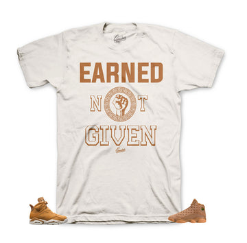 Wheat shirts match Jordan retro 6, 13, 1 shoes | Earned Tee.