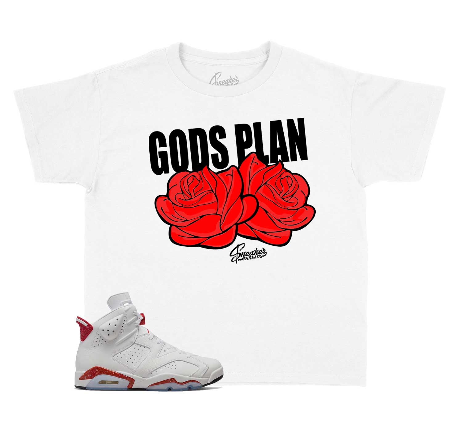 Kids Red Cement 6 Shirt - Gods Plan - White
