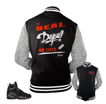 Jackets match Jordan 8 bred retro 8 cement jackets.