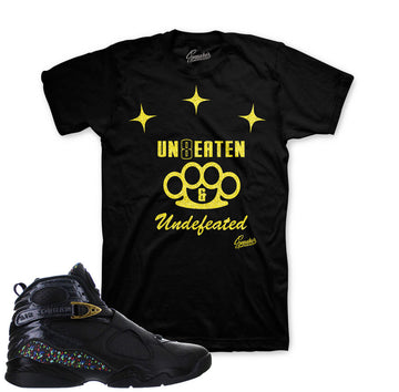 Shirts match Jordan 8 confetti retro 8 championship pack.