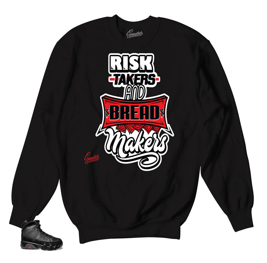 Jordan 9 bred sweaters match retro 9 crewnecks.