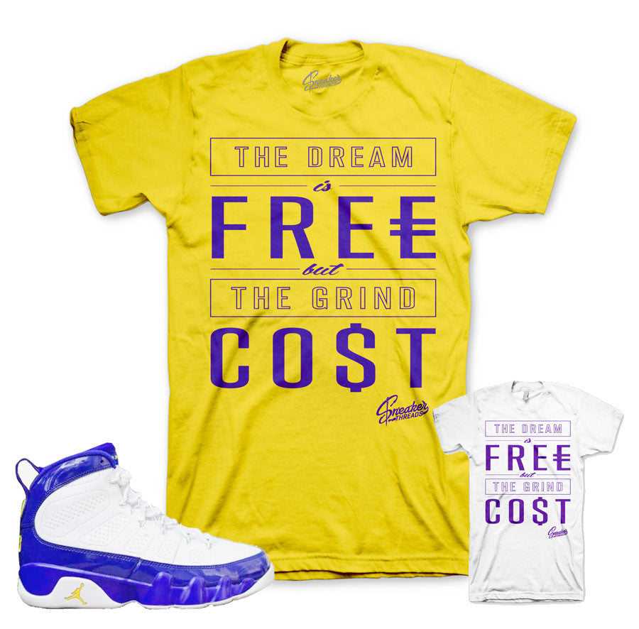 Match Jordan 9 lakers tshirts match retro 9 concord tour.