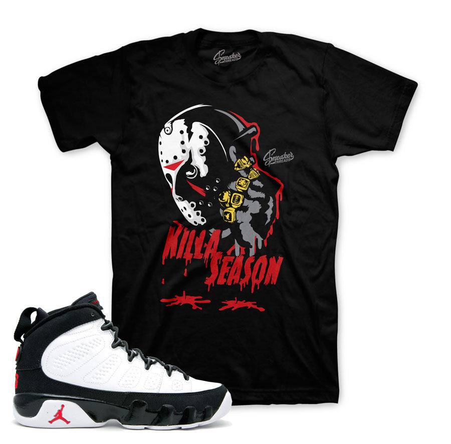 Jordan 9 OG shirts match retro 9 OG sneaker tees.