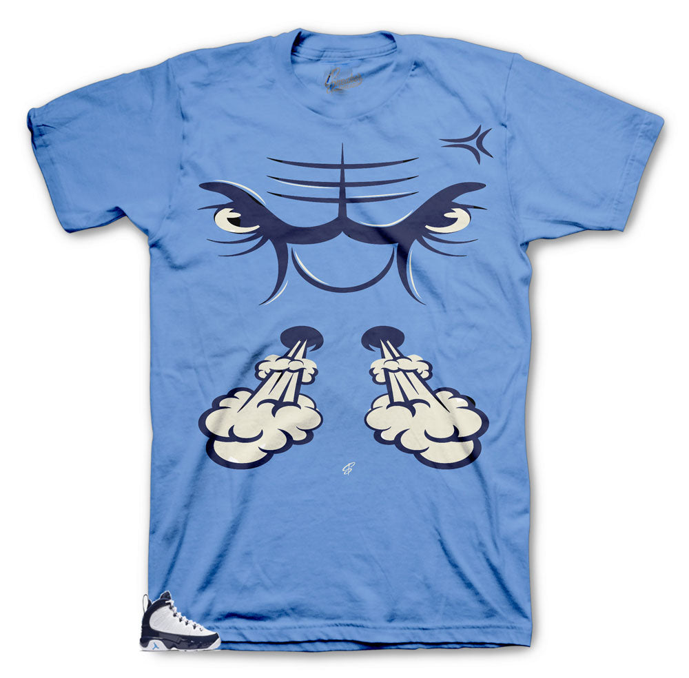 Jordan 9 UNC sneaker collection matches shirt collection design for Jordan 9 