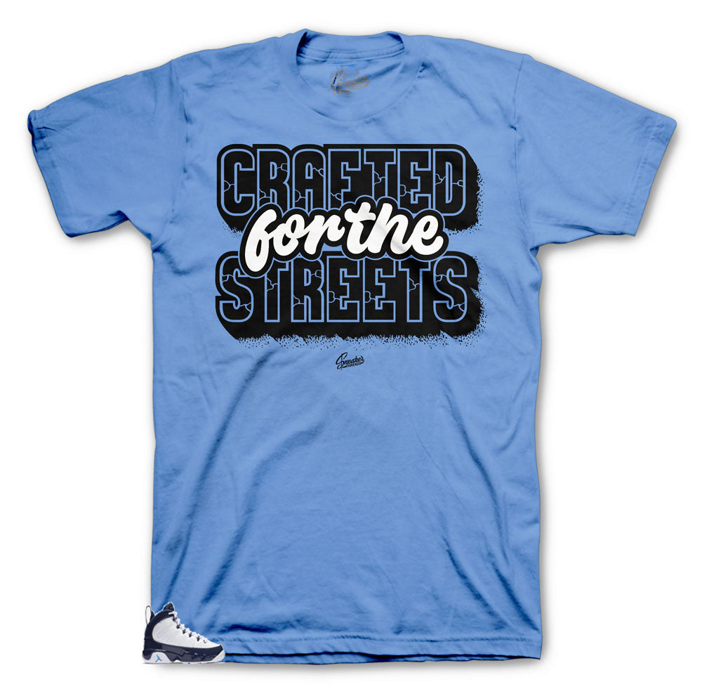 Sneaker Jordan 9 UNC matching tee collection designed to match Jordan 9 Sneakers