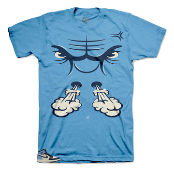 UNC obsidian Jordan sneaker tees match retro 1 shoes.