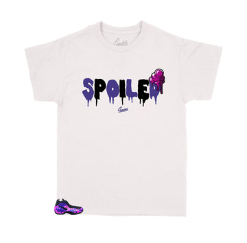 Kids shirts designed to match the foamposite purple camo kids sneakers