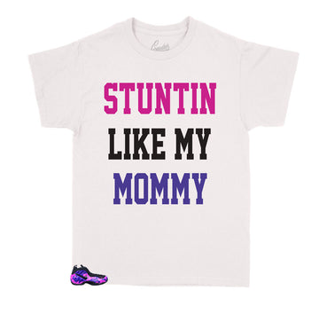 kids t shirts made to match perfectly with the kids foamposite purple camo sneakers