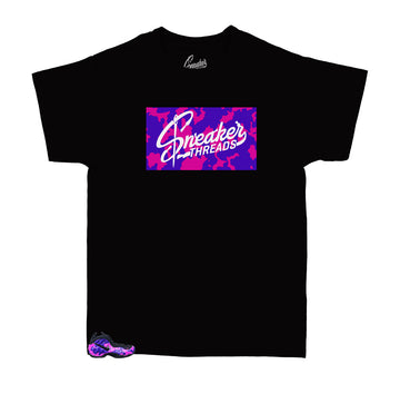 Kids sneaker tees match foamposite purple camo foams.