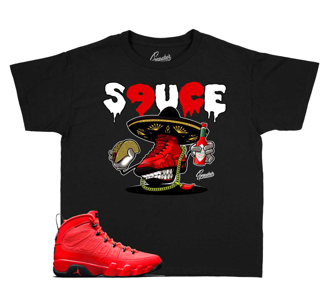 Kids Jordan 9 Chile Red Sneaker Tees